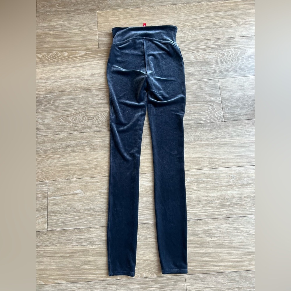 SPANX Ready-To-Wow Velvet Leggings Velour Blue Shapewear Women's Size XS Tall - Picture 5 of 5